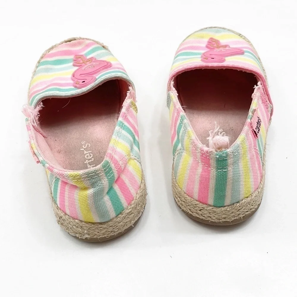 Carter's striped flamingo baby girls shoes